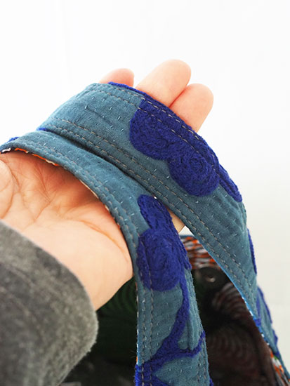 オールドラリーキルトの丸底トート