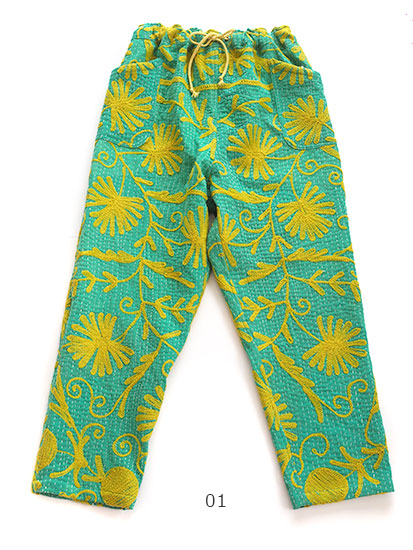 シルクオールドラリーキルトのテーパードパンツ