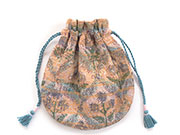 オールドラリーキルトの巾着ポーチ