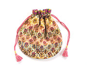 オールドラリーキルトの巾着ポーチ