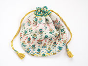 オールドラリーキルトの巾着ポーチ