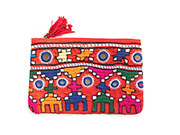 インド刺繍古布ポーチ